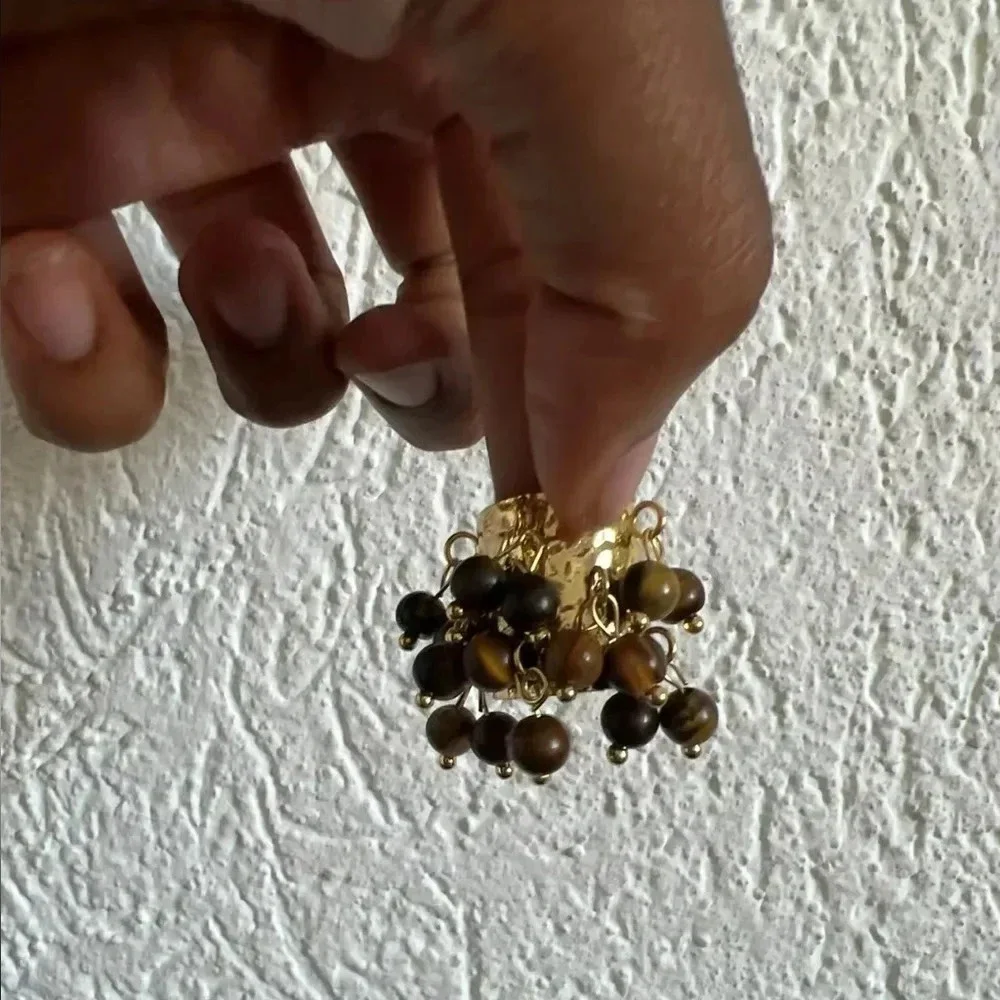 Tiger Eye Stones Multicolor Fringe Ring